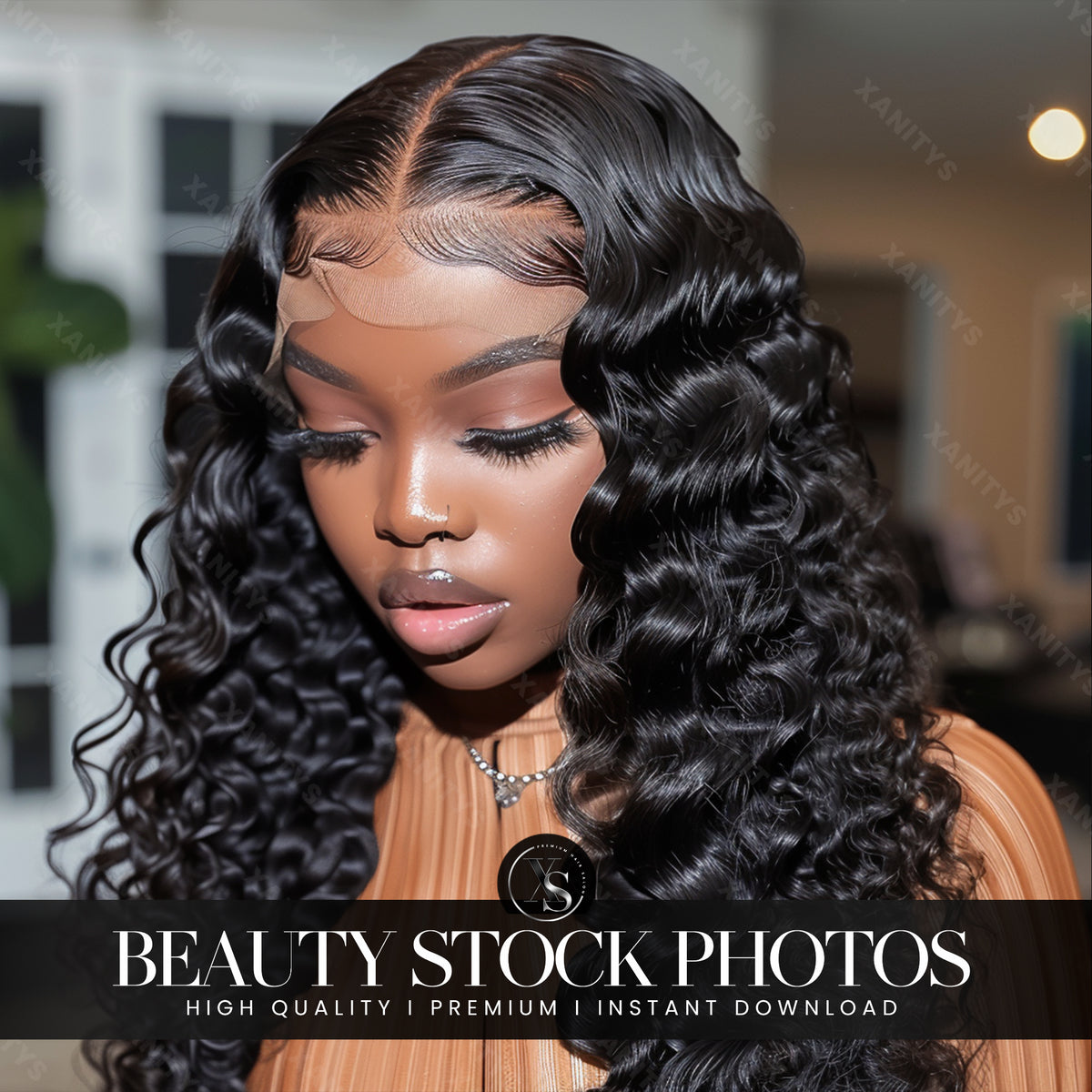 Hair Wig Deep Wave Stock Photo