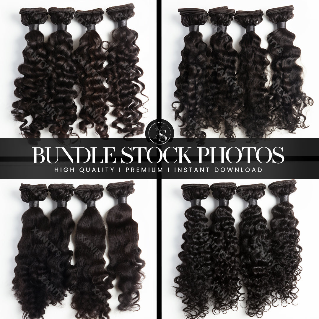 Curly/Wavy Hair Extension Bundle Stock Photos