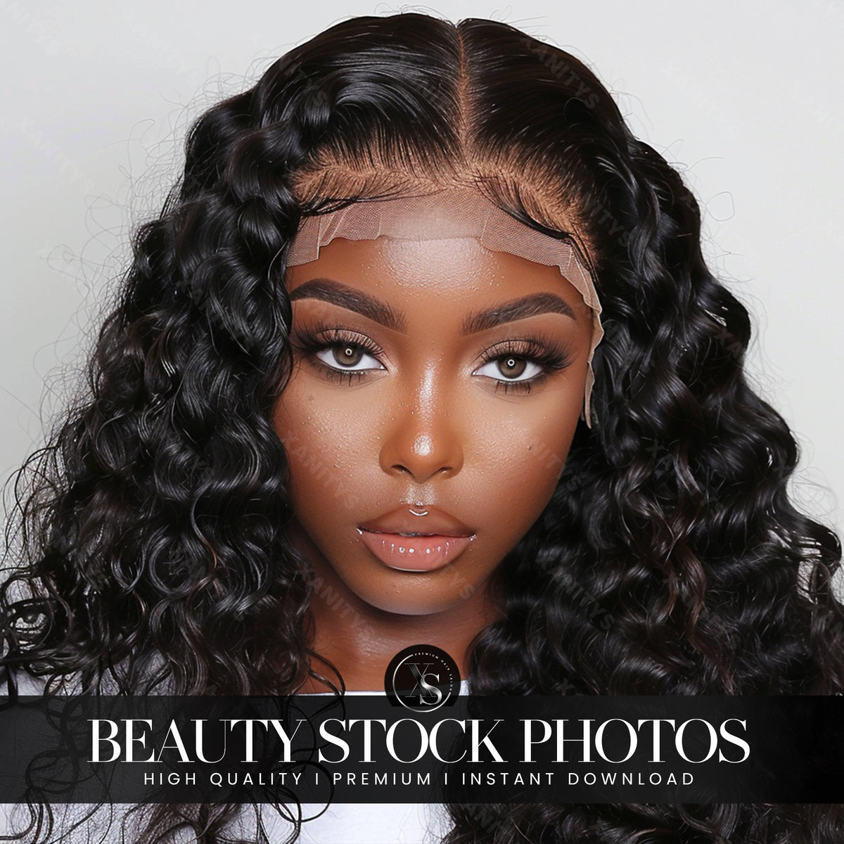 Curly Hair Lace Wig Stock Photo