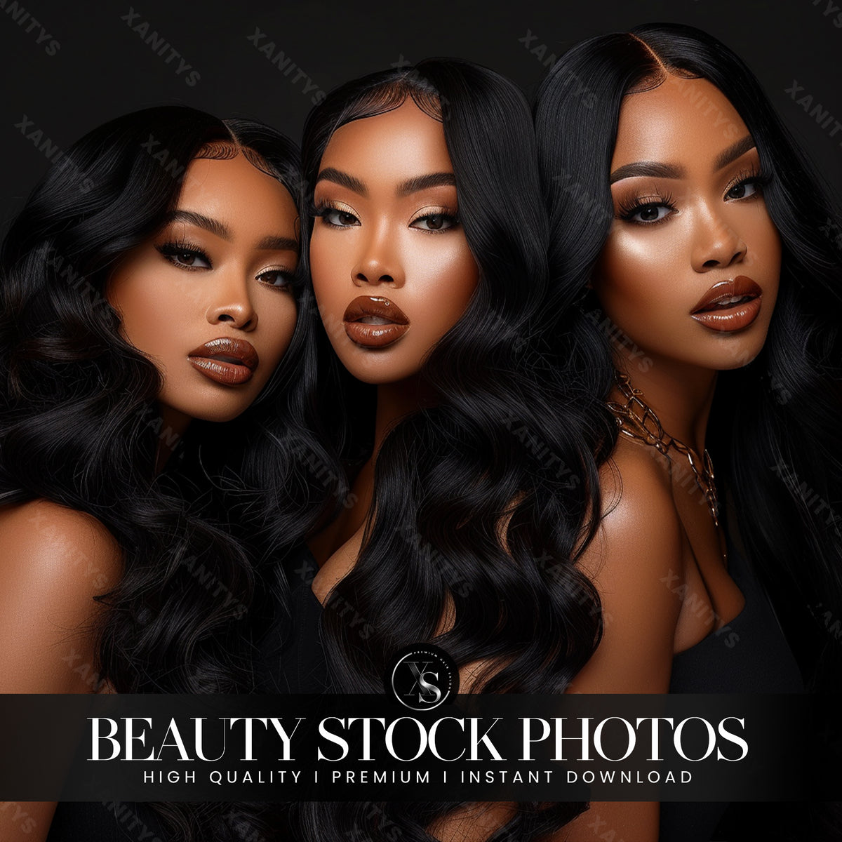 Black Hair Trio Stock Photo