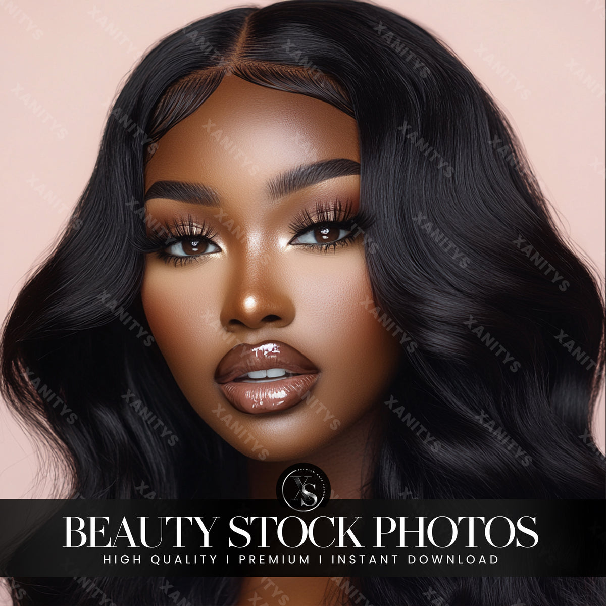 Black Wavy Hair Stock Photo