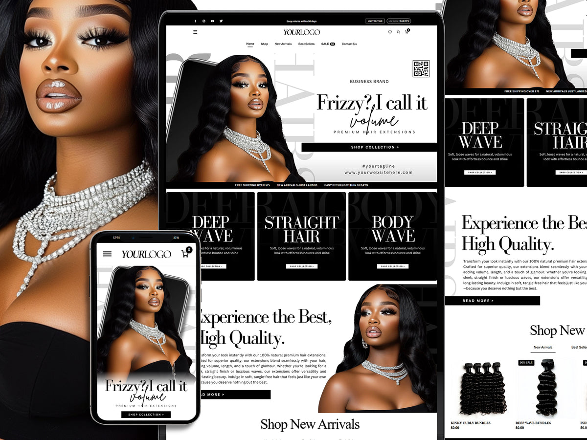 Hair Website Template | Hair Website Design | Shopify Theme