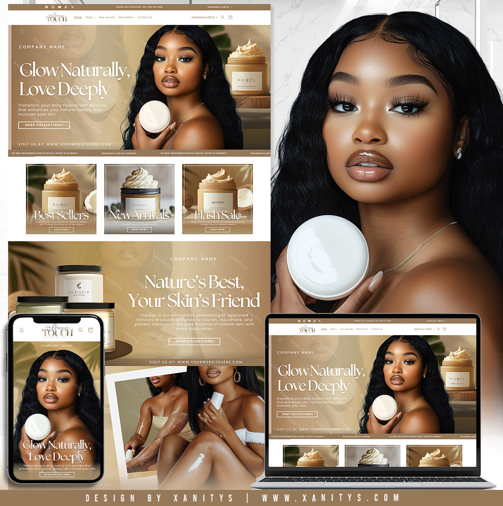 Skincare Bodybutter Website Design Shopify Store Package - 'Gleam'