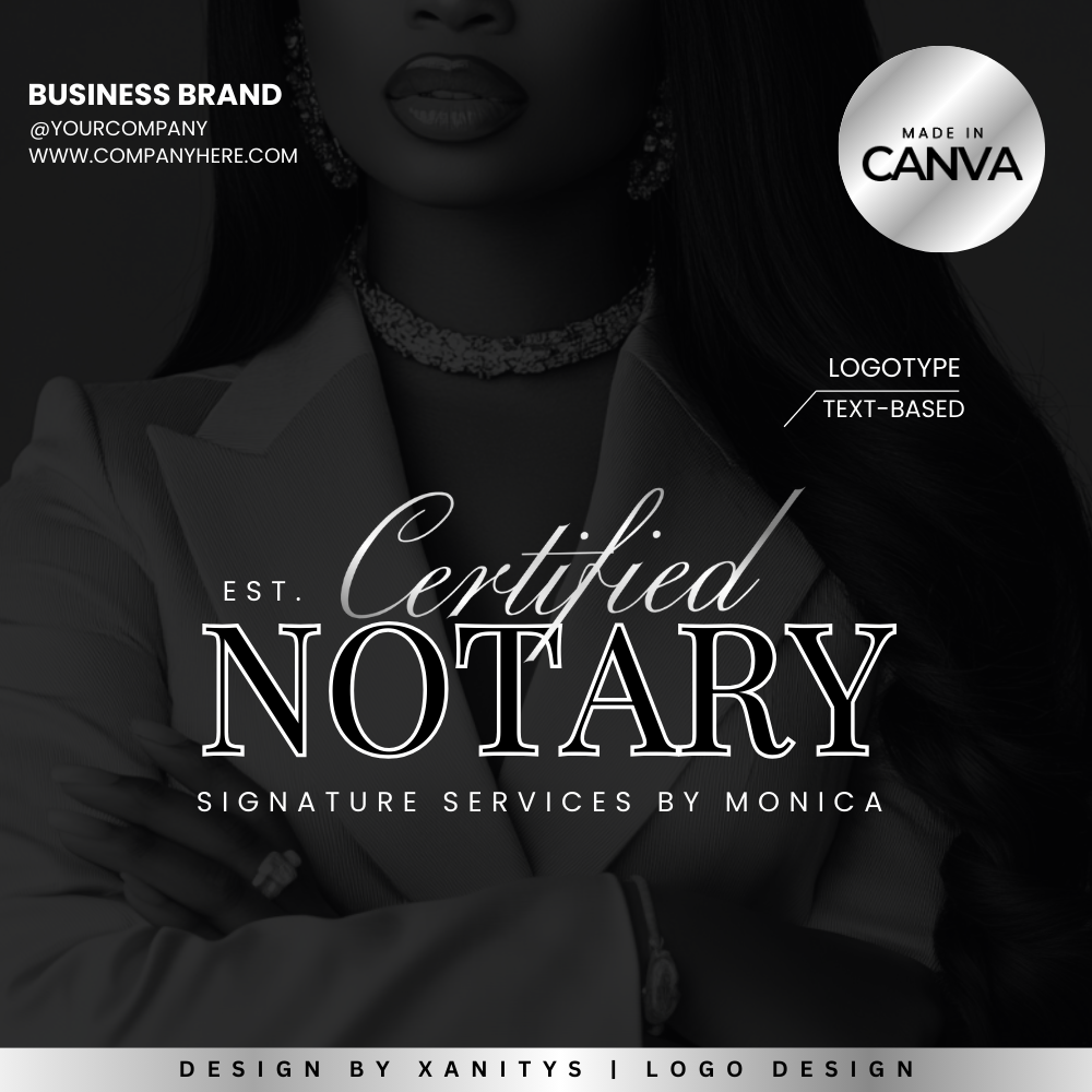 DIY Logo Template - Customizable Notary Logo Design for Notary Branding | 'Cert. Notary'