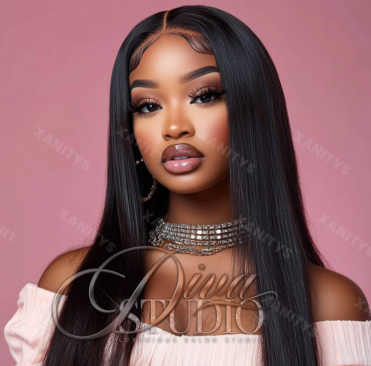 Straight Black Hair Solo Stock Photo