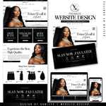 Hair Website Design with matching branding materials and editable Canva banners.