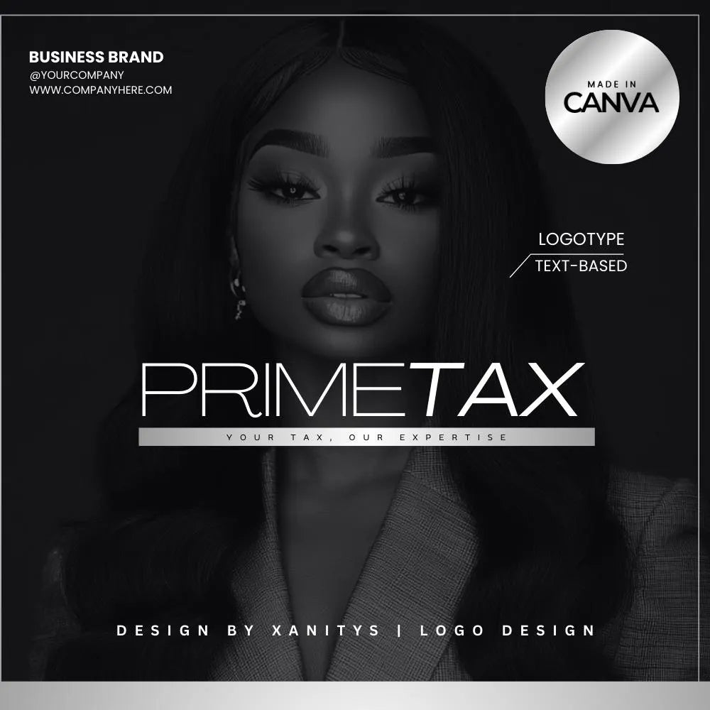 DIY Tax Logo Template – Editable Canva Logo for Tax Preparers, Consultants & Notary Services | Prime Tax