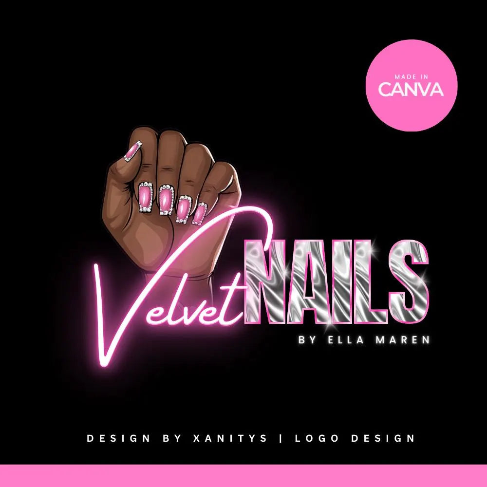 DIY Nail Logo Template – Editable Canva Logo for Nail Techs, Salons & Beauty Brands | Premade Business Logo | Velvet Nails
