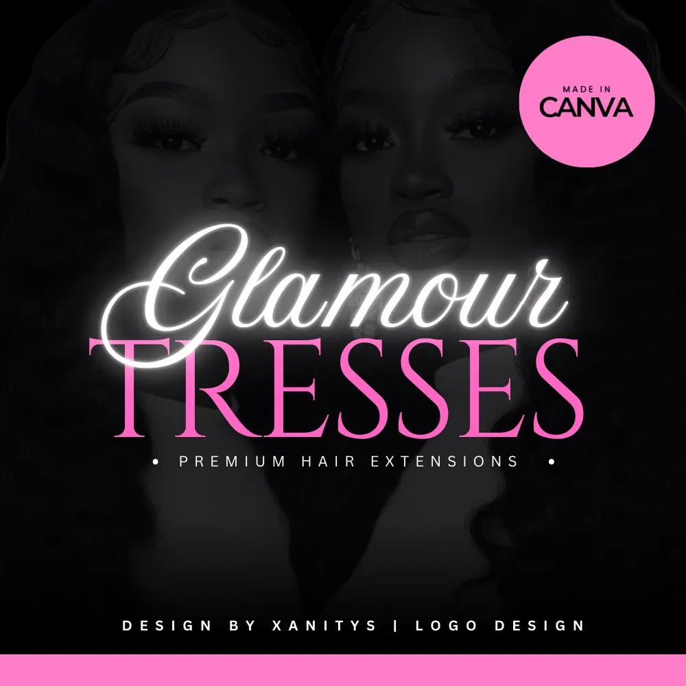 DIY Hair Logo Template – Hairstylist, Hairdresser & Hair Salon Logo Design | Editable Canva Beauty Logo | Glamour Tresses