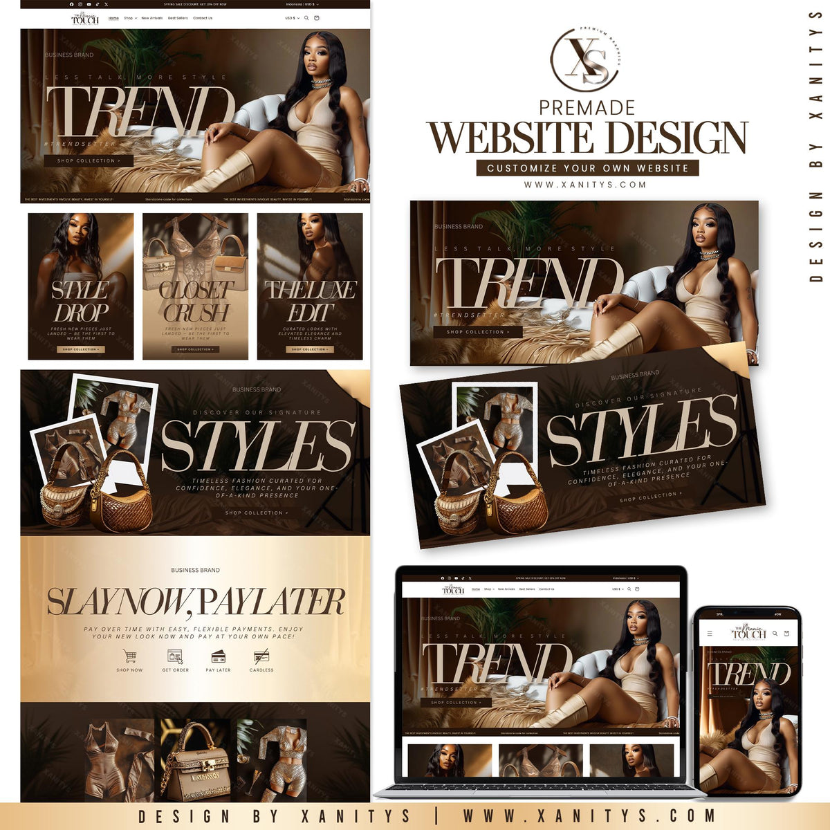 Premade Shopify Clothing Website Template – Fashion Store Design, Clothing Boutique Theme & Editable Banners for Fashion Brands