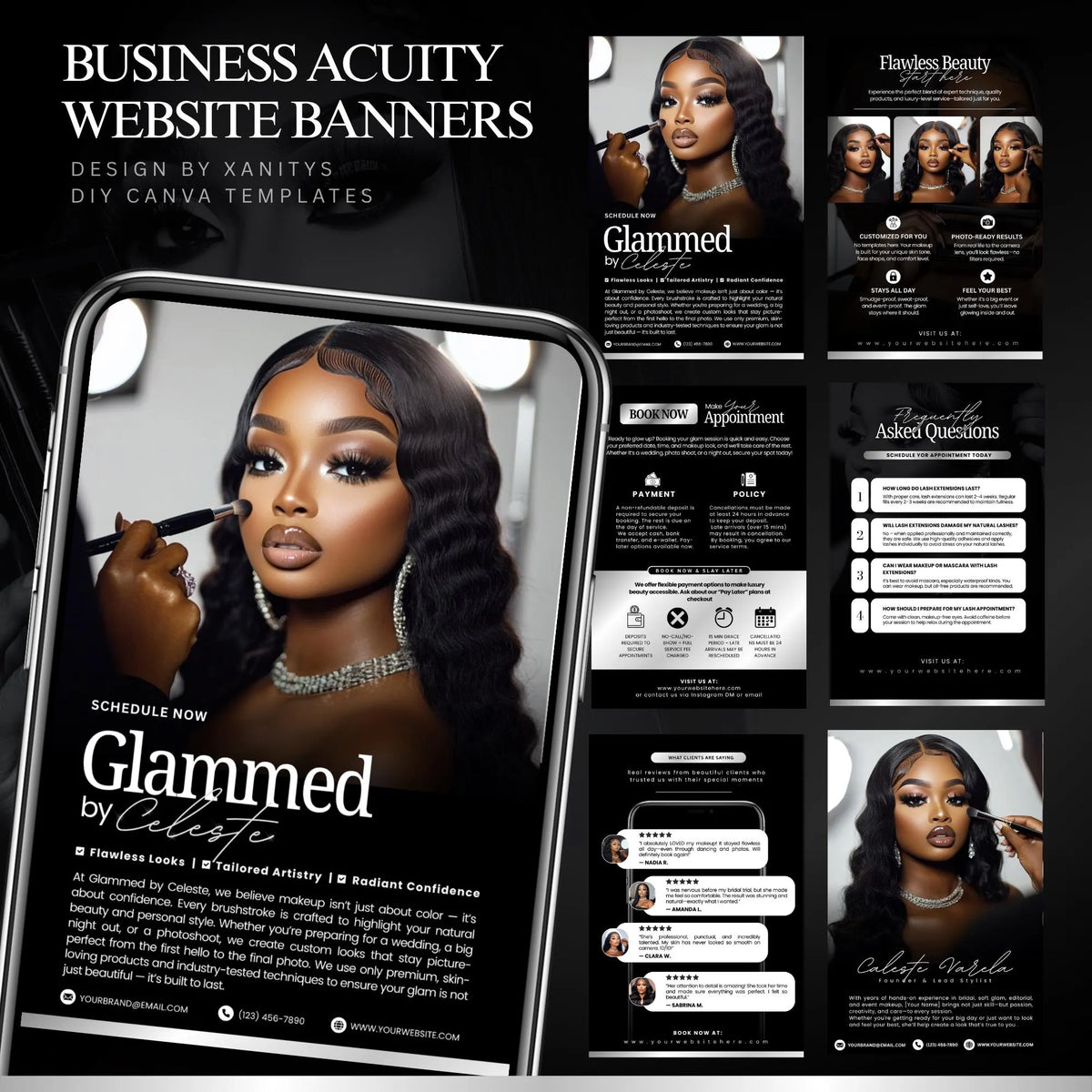 Acuity Scheduling Template Makeup Artist, Cosmetics Acuity Scheduling Template, Makeup Artist Branding, Makeup Artist Booking Website