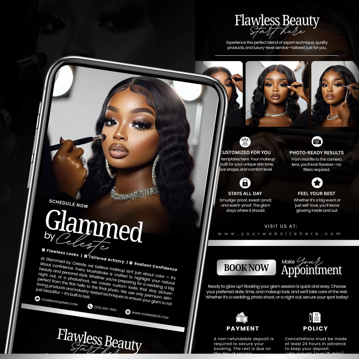 Acuity Scheduling Template Makeup Artist, Cosmetics Acuity Scheduling Template, Makeup Artist Branding, Makeup Artist Booking Website