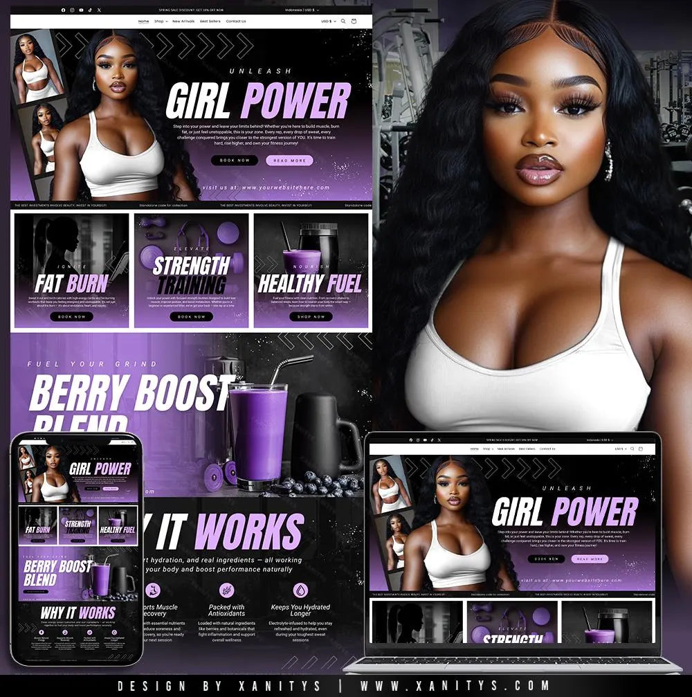 Fitness Website, Fitness Website Canva Banners, Fitness Coach Website, Personal Trainer Website, Fitness Branding, Fitness Banners