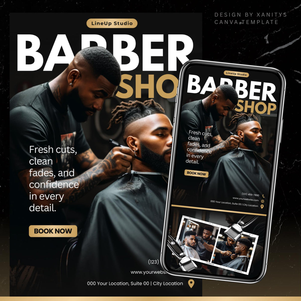 Barber Website Template Banners, Acuity Scheduling Barber Website, Barber Booking Website Design, Scheduling Template, Barbershop Branding