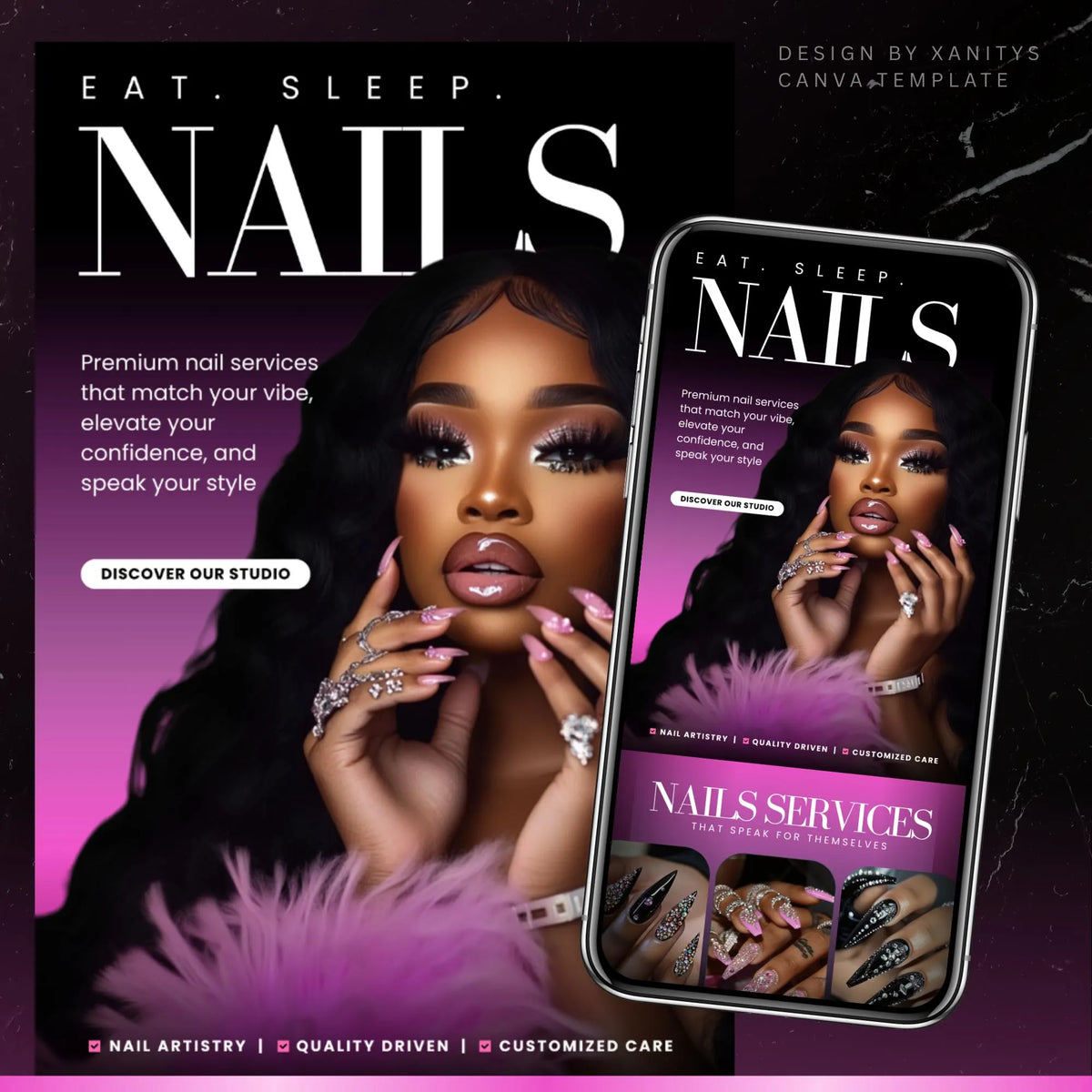 Acuity Scheduling Template, Nail Tech Acuity Scheduling Template, Nail Tech Branding, Nail Tech Website, Canva Nail Salon Website Banners