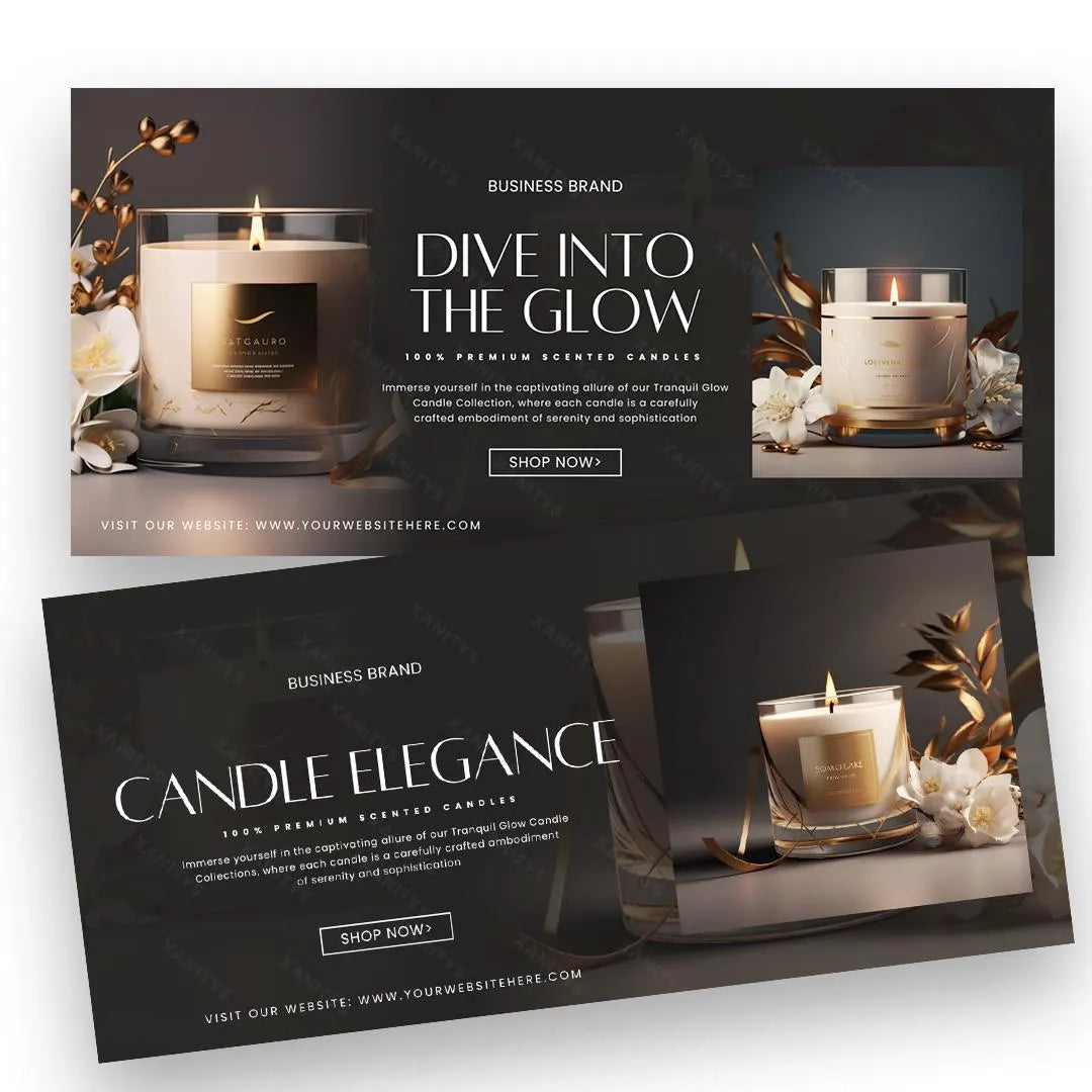 Candle Website Template Banners, DIY Candle Website, Candle Banners, Candle Business Branding, Canva Candle Banners, Soy Candles Marketing