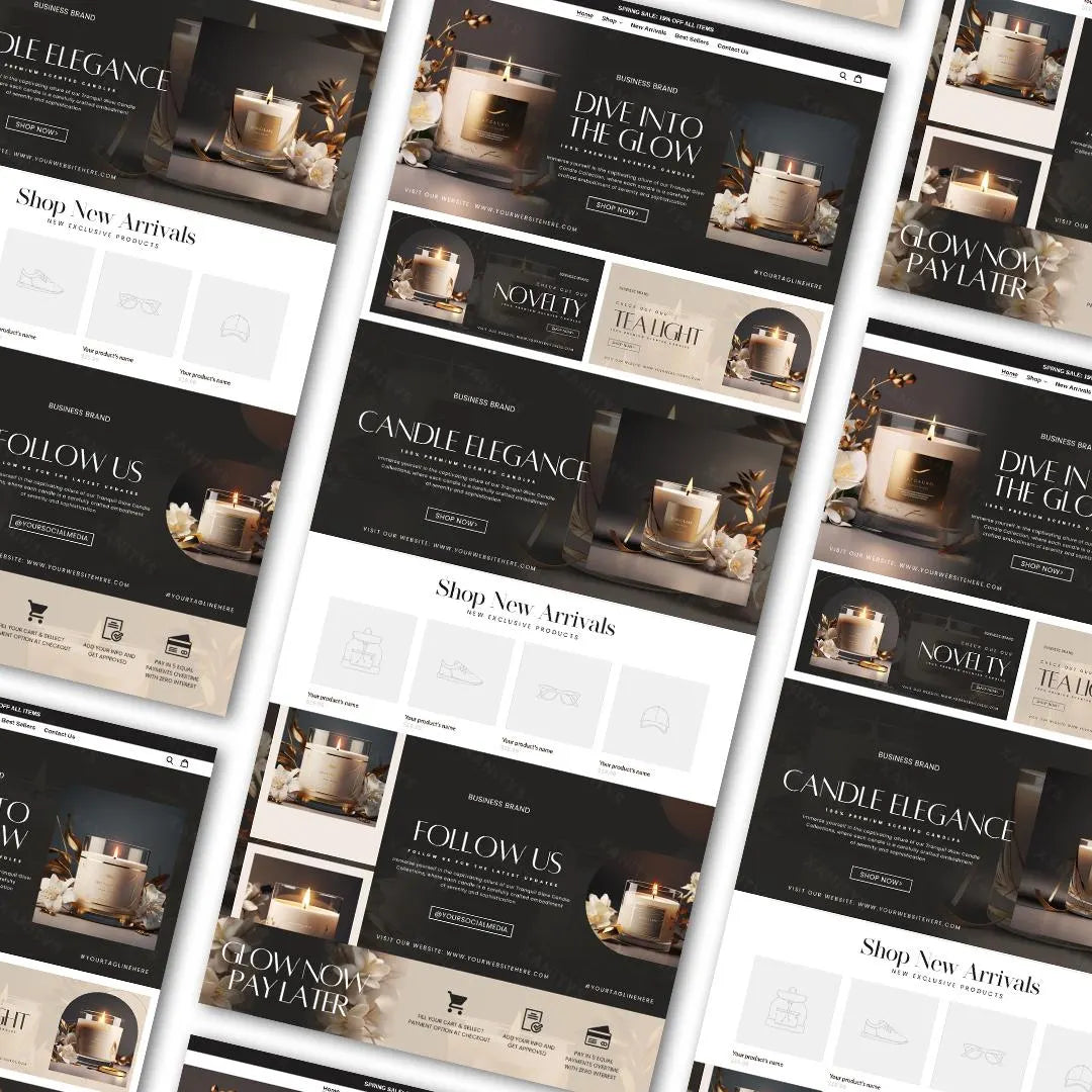 Candle Website Template Banners, DIY Candle Website, Candle Banners, Candle Business Branding, Canva Candle Banners, Soy Candles Marketing