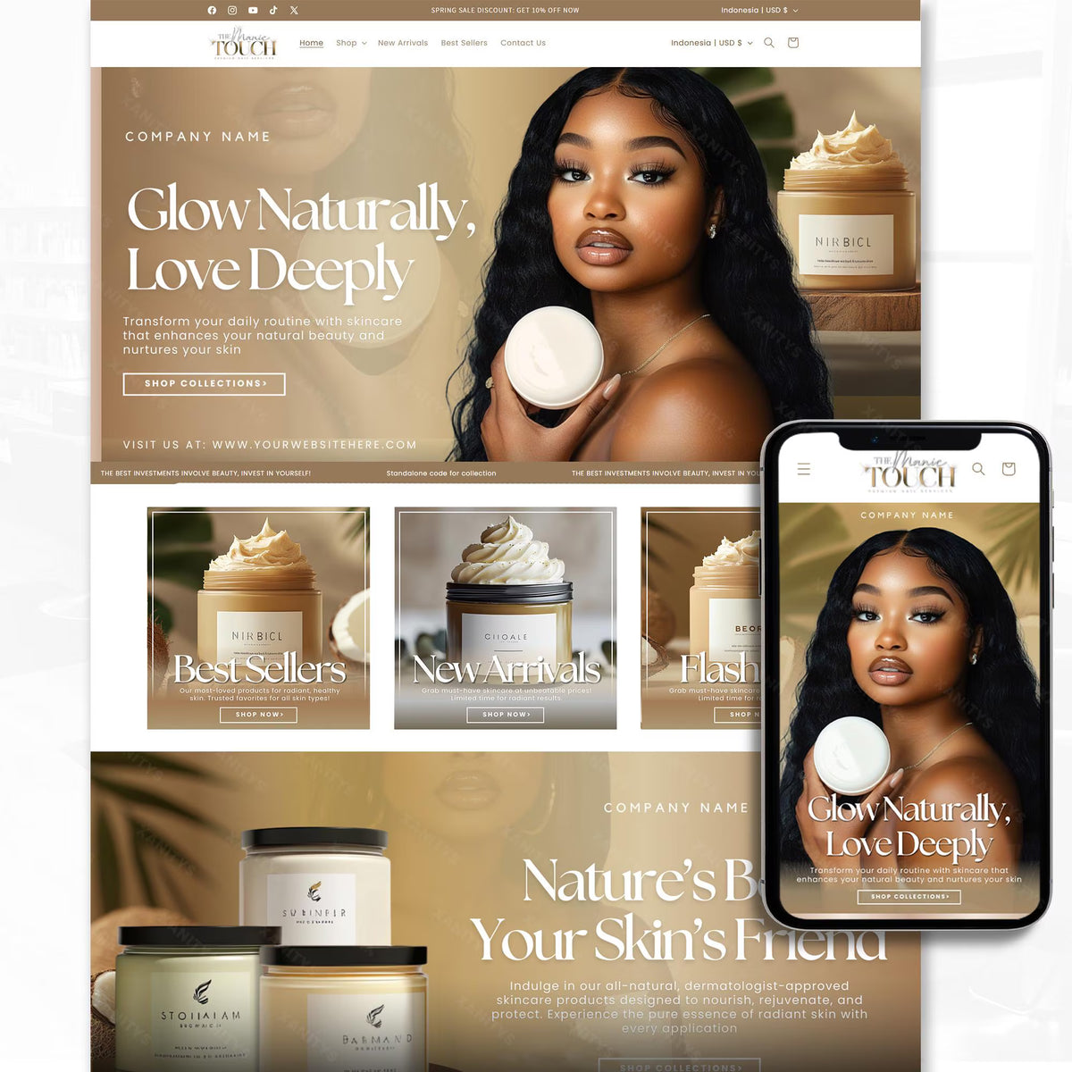 Skincare Website Design Banner Templates, Body Butter Website Design, Esthetician Website Design, Skincare banners, Skincare branding