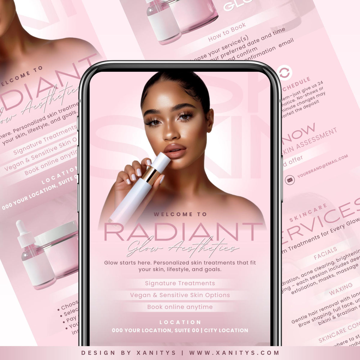 Acuity Scheduling Template Skincare Esthetician Booking Site Template, Esthetician Website, Medspa Website Canva Template, Skincare Branding | Radiant