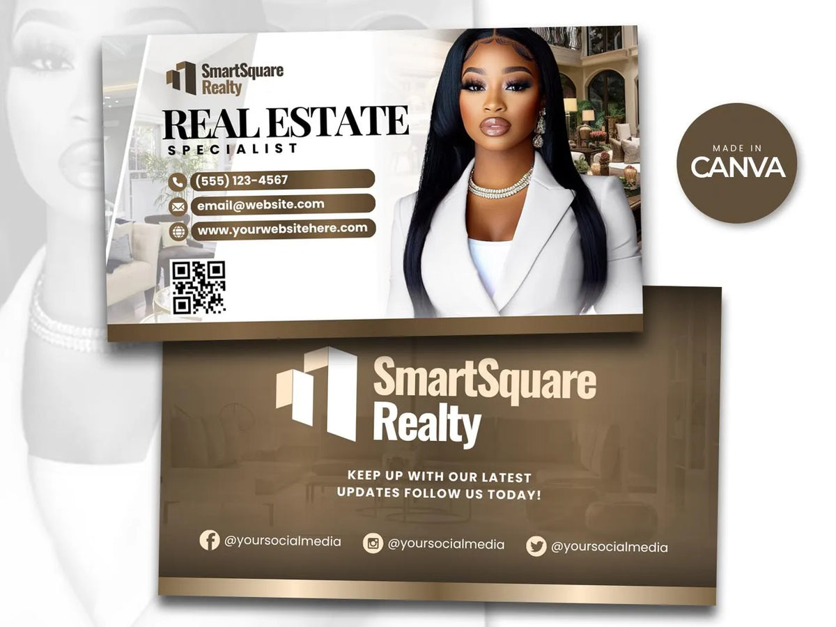 Real Estate Business Card, Realtor Business Card, Real Estate Marketing, Real Estate Branding, Real Estate Logo, Business Card Template