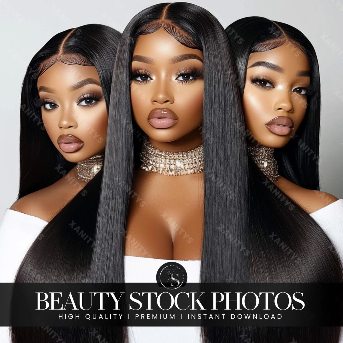 Hair Website Stock Photos, Hair Website Models, Hair Photoshoot Content Group 3 Girls, Black Women Stock Photos, Lash Model, Hair Image
