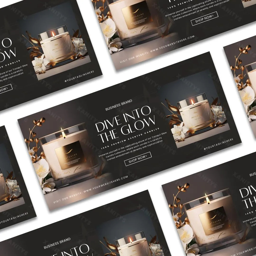 Candle Website Template Banners, DIY Candle Website, Candle Banners, Candle Business Branding, Canva Candle Banners, Soy Candles Marketing