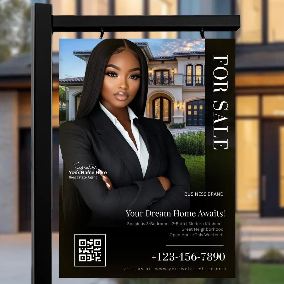 Real Estate Sign Design, Realtor Sign, Canva Realtor Marketing, Realtor Template, Real Estate Yard Sign Template, Canva For Sale Sign