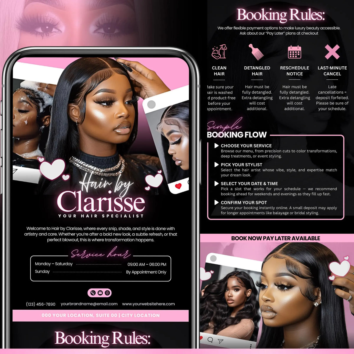 Acuity Scheduling Template, Hair Stylist Acuity Scheduling Template, Hair Salon Website, Hairstylist Website, Acuity Canva Template