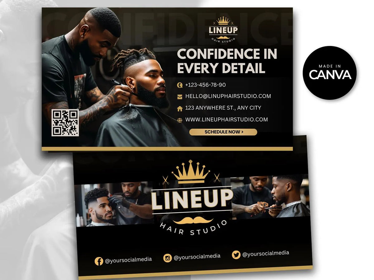 Barber Business Card, Barbershop Business Card, Barber Logo, Canva Barbershop Template, Barber Branding, Hair cut card, Barber Booking Card