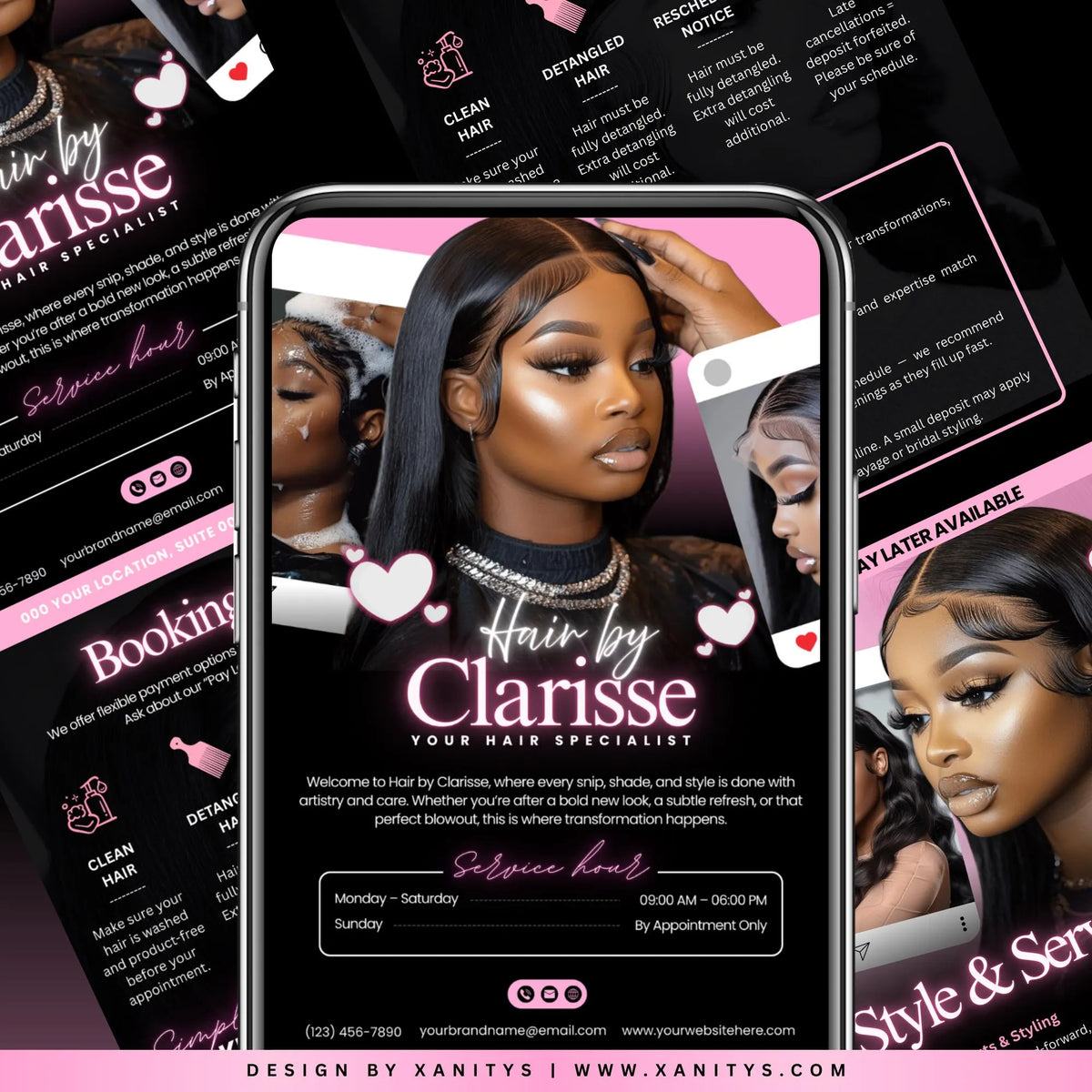 Acuity Scheduling Template, Hair Stylist Acuity Scheduling Template, Hair Salon Website, Hairstylist Website, Acuity Canva Template