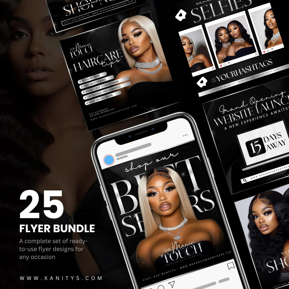 Hair Flyer, Hair Booking Flyer, Hair Social Media, Canva Hair template, Hairstylist Flyer, Hair Extensions Flyer, Hair Website Flyers