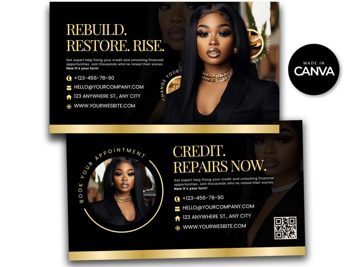 Credit Repair Business Card, Credit Repair Templates, Credit Repair Marketing, Credit Repair Flyer, DIY Credit Repair Canva Card