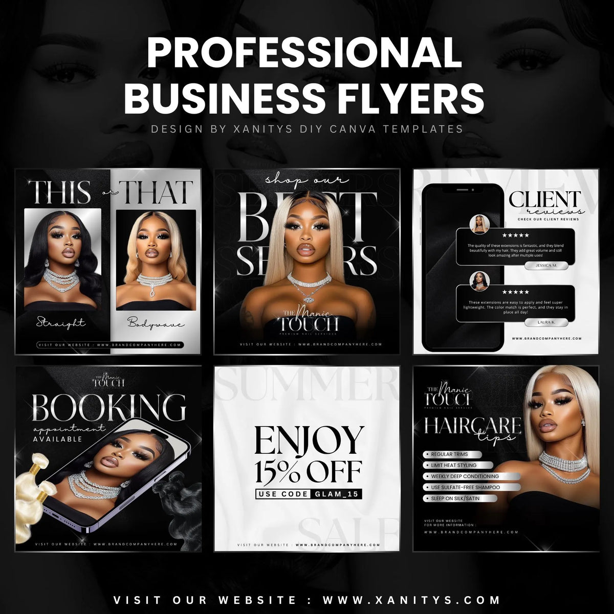 Hair Flyer, Hair Booking Flyer, Hair Social Media, Canva Hair template, Hairstylist Flyer, Hair Extensions Flyer, Hair Website Flyers