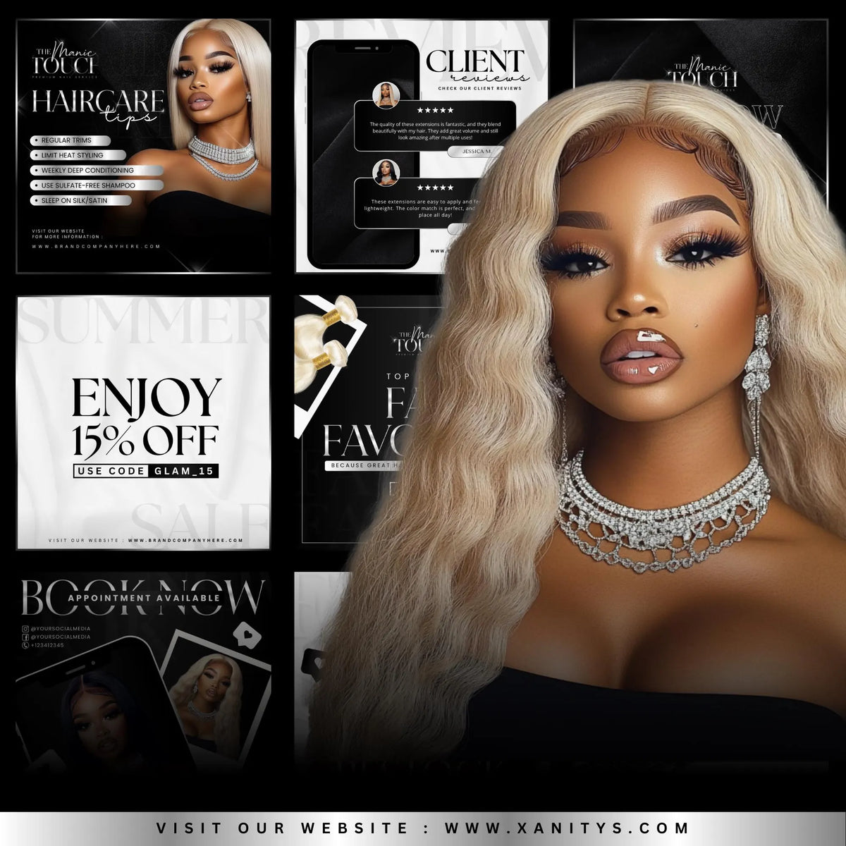Hair Flyer, Hair Booking Flyer, Hair Social Media, Canva Hair template, Hairstylist Flyer, Hair Extensions Flyer, Hair Website Flyers