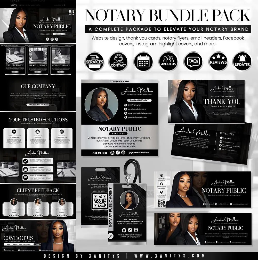 Notary Templates Bundle, Notary Logo, Notary Flyer, Notary Website, Notary Marketing, Mobile Notary Canva, Notary Invoice, Notary Business