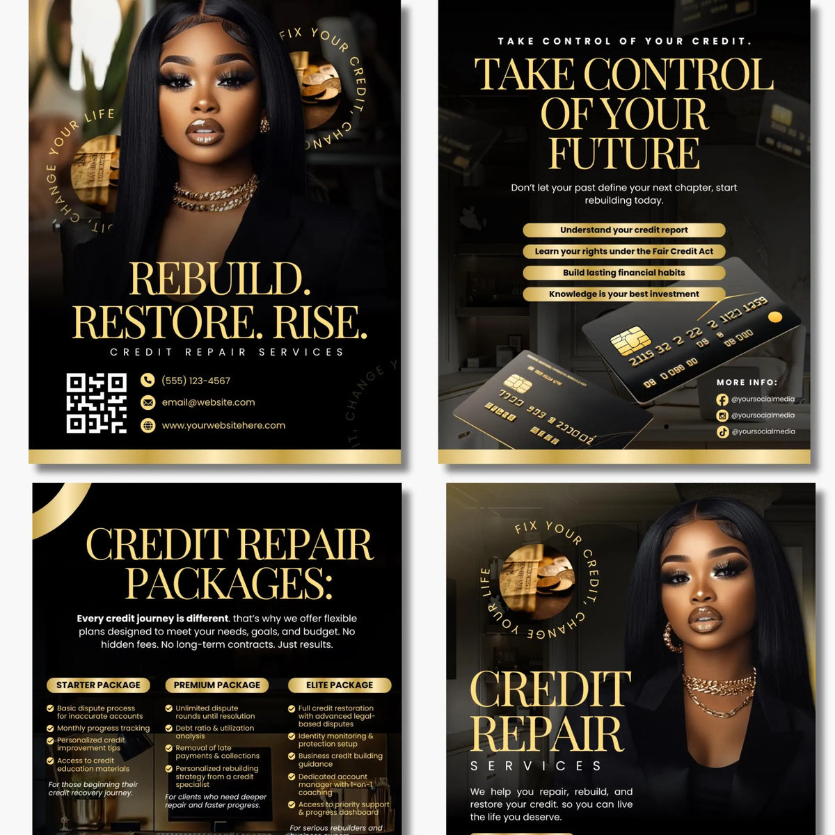 Credit Repair Flyer, Credit Repair Templates, Credit Repair Marketing, Credit Repair Business Card, Editable Credit Repair Canva Flyer