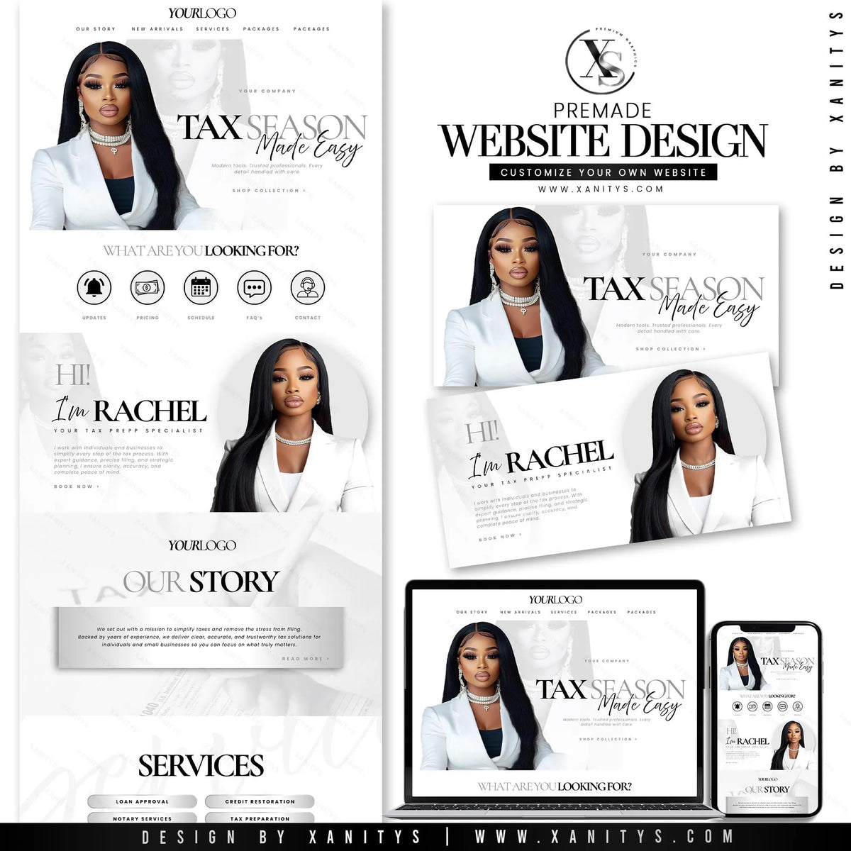 Tax Website Template, Tax Canva Site, Tax Season Website, Tax Preparation Website Design, Tax templates, Accounting Website Template