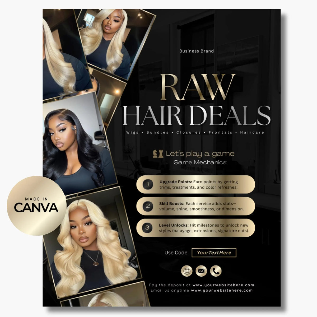 Hair Flyer, Hair templates, Hairstylist flyer, Hair Salon Flyer, Booking Flyer, Editable Canva Template