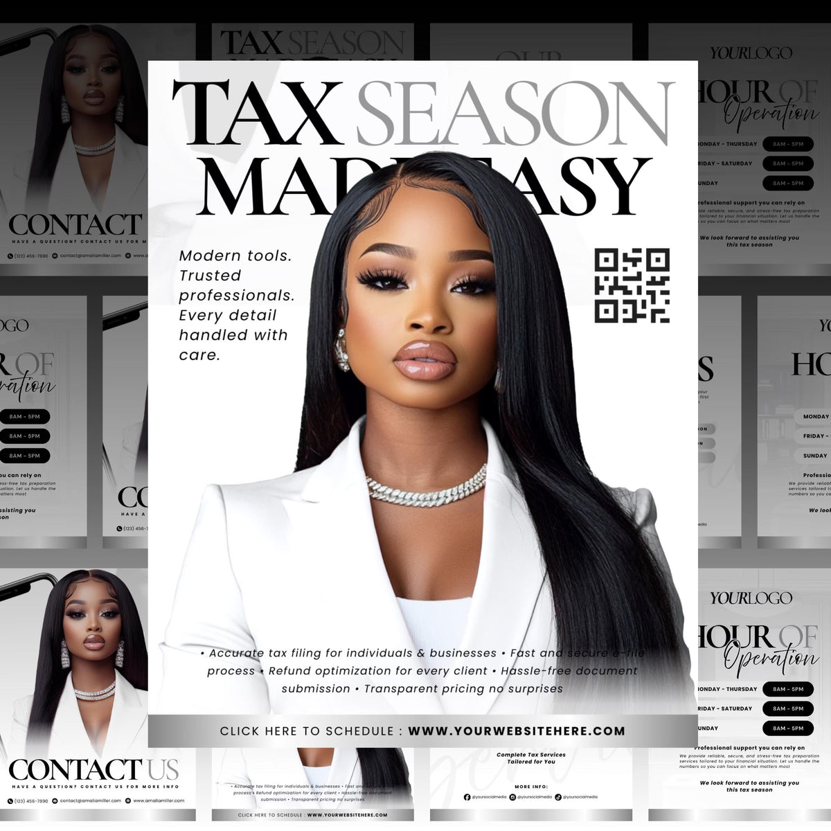 Tax Flyer, Tax Prep Flyer, Tax Preparation Flyer, Canva Tax Templates, Tax Season Flyers, Accounting Flyer, Editable Tax templates
