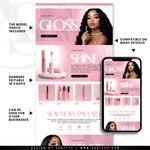 Lip Gloss Website, Cosmetics Website, Lip Gloss Template, Premade Shopify Lip Gloss Website Banners, Lashes Websit Banners
