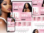 Lip Gloss Website, Cosmetics Website, Lip Gloss Template, Premade Shopify Lip Gloss Website Banners, Lashes Websit Banners