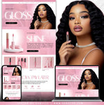 Lip Gloss Website, Cosmetics Website, Lip Gloss Website Design, Premade Shopify Lip Gloss Website Banners, Lashes Website Banners