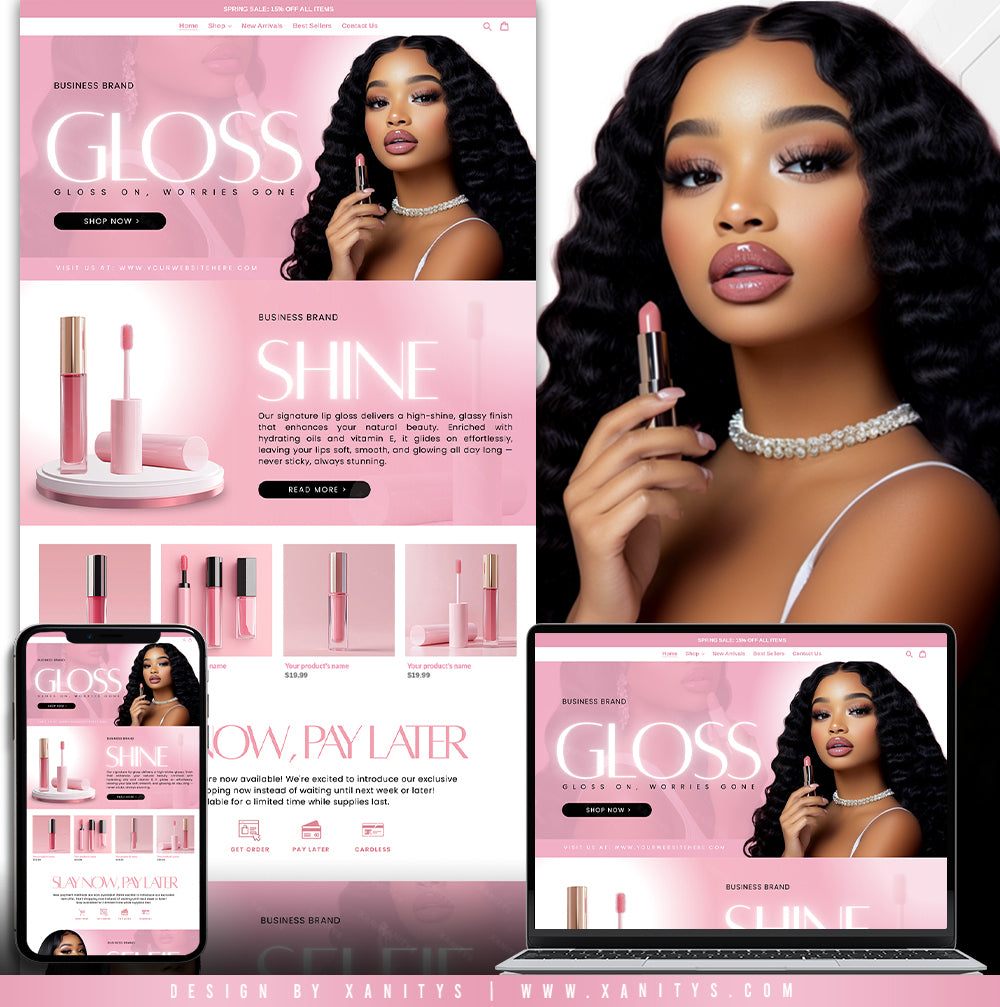 Lip Gloss Website Template for beauty brands built with Shopify for Cosmetics Shopify Themes.