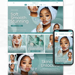Skincare Shopify Theme featuring custom sections, animations, and editable Canva banners.