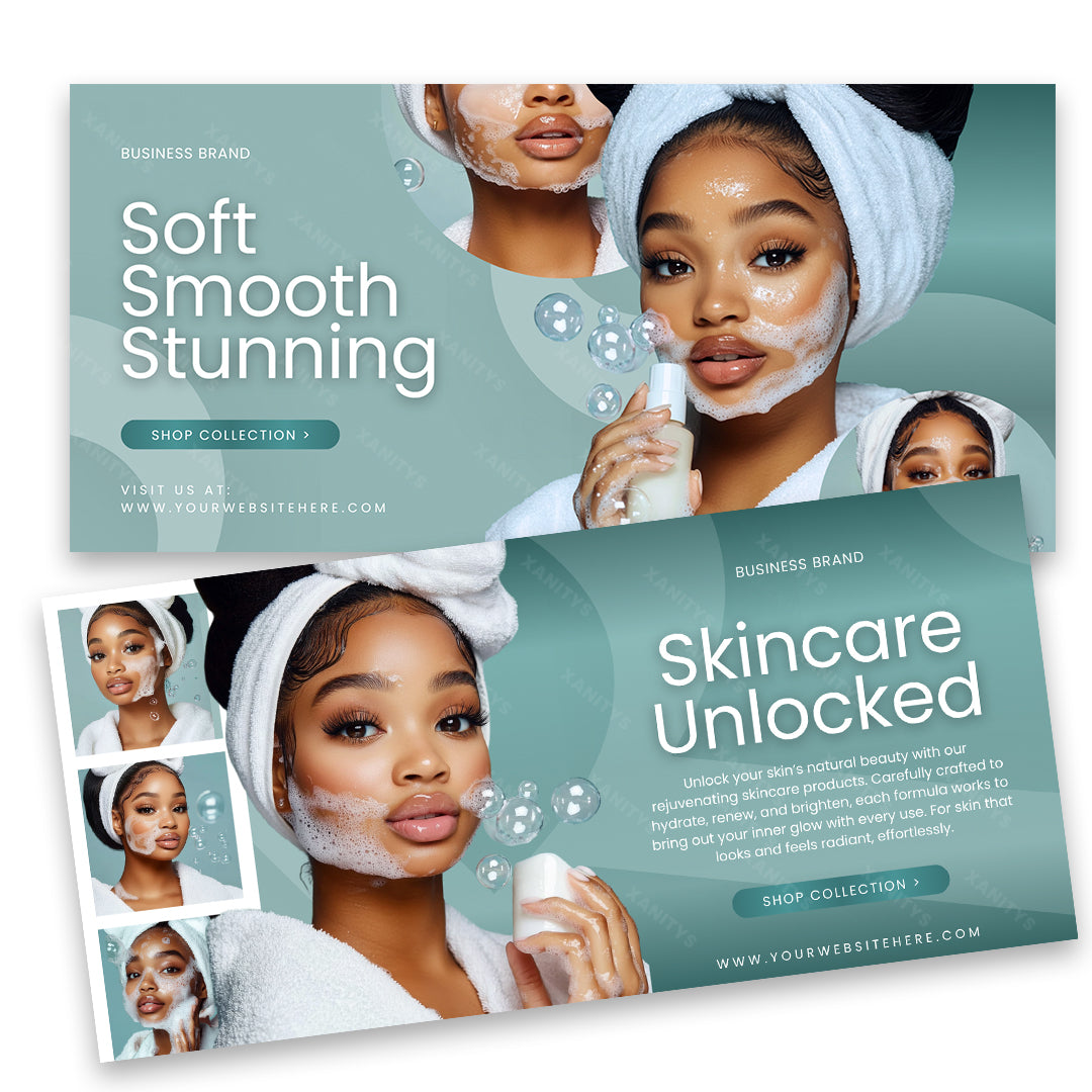 Skincare website banners for skincare branding and shopify websites.