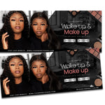 A premade Shopify theme for a lash business type with cosmetics graphic designs and model photos. Includes banner texts saying "WAKE UP AND MAKEUP". Shopify website design perfect for cosmetics and beauty stores.