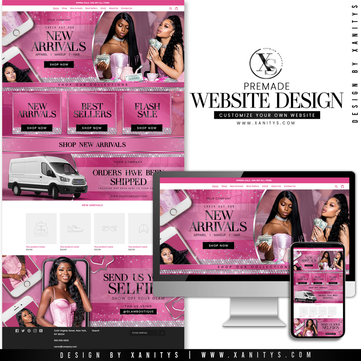 Pink Glam Boutique Website Design Template Shopify Theme Store