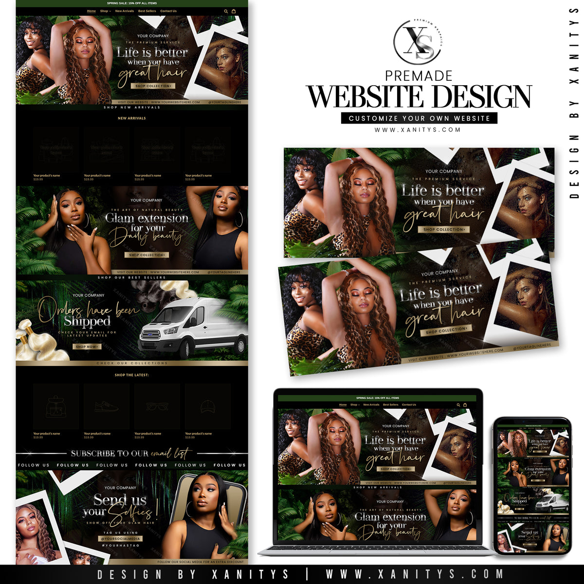 Hair Extensions Business Website Design Template Shopify Theme Store