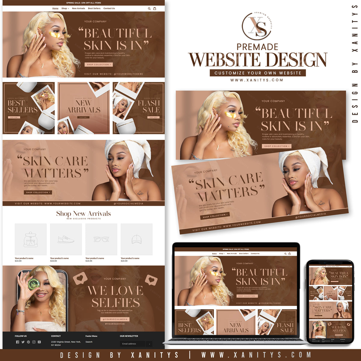 Skincare Premade Website Design Template Shopify Theme Store