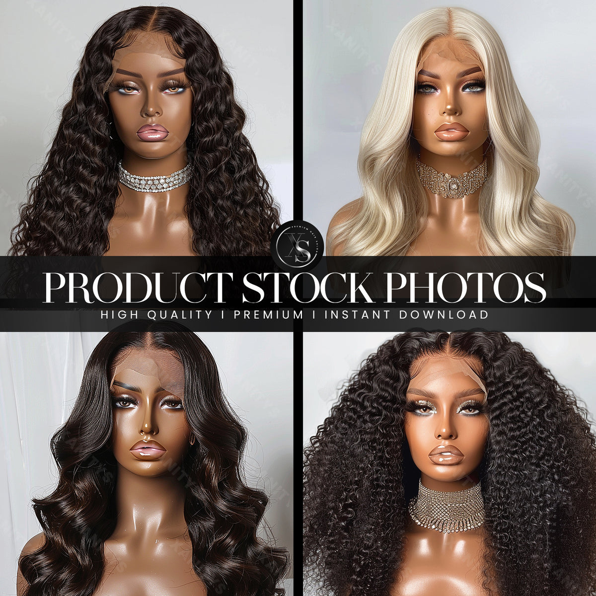 Lace Wigs White Background Stock Photos